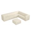 L shape Modular Sectional Sofa,DIY Compressed Sectional Sofa Modern Minimalist Style Corduroy Couch-BEIGE - as Pic