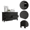 Paris Six Drawer Double Dresser, Four Legs, Superior Top - Black