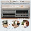Distressed Shutter Storage Bench with Acacia Veneer for Retro Charm for Living Room,Entryway - Grey - MDF