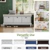 Classic Storage Bench with Cushioned Seat and Three Drawers for Entryway and Living Room - Light Gray - MDF