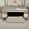 COOLMORE Storage Ottoman,Bedroom End Bench,Upholstered Fabric Storage Ottoman with Safety Hinge, Entryway Padded Footstool, Ottoman Bench-Beige