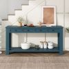 Console Table/Sofa Table with Storage Drawers and Bottom Shelf for Entryway Hallway - Dark Blue - Solid Wood