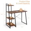 Compact Computer Desk Workstation with 4 Tier Shelves for Home and Office - Brown
