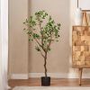 47.2 Inch Artificial Milan Leaf Bonsai - Green - Rattan