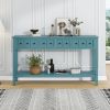 Rustic Entryway Console Table,60" Long Sofa Table with two Different Size Drawers and Bottom Shelf for Storage - Turquoise Green - Solid Wood