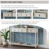 Console Table Sofa Table with Drawers for Entryway with Projecting Drawers and Long Shelf - Antique White - Solid Wood+MDF