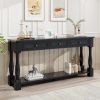 Console Table 63" Long Console Table with Drawers and Shelf for Entryway,Hallway,Living Room - Espresso - Solid Wood