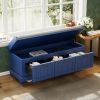 Classic Storage Bench with Cushioned Seat and Three Drawers for Entryway and Living Room - Navy Blue - MDF