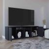 Dallas Tv Stand for TV麓s, Two Cabinets With Single Door, Four Shelves - Black