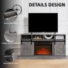 Modern Farmhouse TV Media Stand, Large Barn Inspired Home Entertainment Console, with 23" Fireplace Insert, for TV Up to 65'' - Grey
