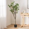 59 Inch Artificial Milan Leaf Bonsai, Artificial Tree Plants for Home Bedroom Living Room - Green - POLYETHYLENE