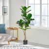 59 Inch Artificial Fiddle Leaf Fig Tree - Green - Iron+Plastic