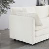 Chenille Two-Seater Sofa with 1 Footrest, 2 Seater L-Shaped Sectional with Ottoman,Loveseat with Ottoman for Small Living Space,White Chenille