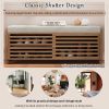 Distressed Shutter Storage Bench with Acacia Veneer for Retro Charm for Living Room,Entryway - White Washed - MDF