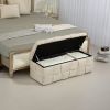 COOLMORE Storage Ottoman,Bedroom End Bench,Upholstered Fabric Storage Ottoman with Safety Hinge, Entryway Padded Footstool, Ottoman Bench-Beige