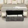 COOLMORE Storage Ottoman,Bedroom End Bench,Upholstered Fabric Storage Ottoman with Safety Hinge, Entryway Padded Footstool (Gray)