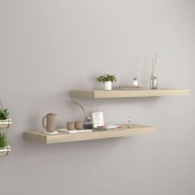 Floating Wall Shelves 2 pcs Oak 31.5"x9.3"x1.5" MDF - Brown