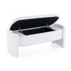 Elegant Long - shaped Storage Ottoman Bench of boucle material with Simple and Grand Design, White - as Pic