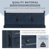 Storage Bench with 2 Drawers and 2 Cabinets,Shoe Bench with Removable Cushion for Living Room,Entryway - Antique Navy - Solid Wood