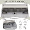 Rustic Style Solid wood Entryway Multifunctional Storage Bench with Safety Hinge - Gray Wash - MDF