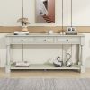Console Table 63" Long Console Table with Drawers and Shelf for Entryway,Hallway,Living Room - Antique White - Solid Wood
