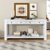 Console Table/Sofa Table with Storage Drawers and Bottom Shelf for Entryway Hallway - Antique White - Solid Wood