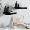 Floating Wall Shelves 2 pcs High Gloss Black 9.1"x9.3"x1.5" MDF - Black