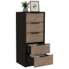 Egeo Five Drawer Dresser, Vertical Dresser - Light Oak / Black
