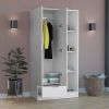 Toccoa Armoire with One-Drawer and Four-Tier Open Shelves - White