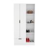 Toccoa Armoire with One-Drawer and Four-Tier Open Shelves - White