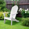 Wooden Outdoor Lounge Chair with Ergonomic Design for Yard and Garden - White