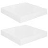 Floating Wall Shelves 2 pcs High Gloss White 9.1"x9.3"x1.5" MDF - White