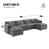 136" Chenille Modular Sectional Sofa with Deep and Wide Seat,U Shaped Cloud Couch Set with Double Cushions,6 Seat Sofa with Movable Ottomans,3 Colors