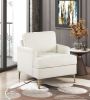 Modern Comfort Accent Chair 1pc Beige Chenille Upholstery Gold Finish Metal Legs Living Room Furniture Durable Plywood - as Pic