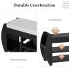 Retro Multifunctional Storage Bench with Cushion and Curved Side Panel for Entrance and Living Room - Black - MDF