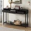 Console Table Sofa Table with Drawers for Entryway with Projecting Drawers and Long Shelf - Espresso - Solid Wood+MDF