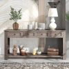 Console Table/Sofa Table with Storage Drawers and Bottom Shelf for Entryway Hallway - Gray Wash - Solid Wood