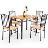 5 Pieces Dining Set Wooden Table and 4 Cushioned Chairs - as show