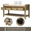 Shoe Rack with Cushioned Seat and Drawers,Multipurpose Entryway Storage Bench - Gray Wash - Solid Wood