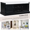 Storage Bench with 2 Drawers and 2 Cabinets,Shoe Bench with Removable Cushion for Living Room,Entryway - Black - Solid Wood
