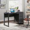 1PC Modern Computer Desk Writing Workstation with Cabinet and Drawer - Black