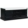 Storage Bench with 2 Drawers and 2 Cabinets,Shoe Bench with Removable Cushion for Living Room,Entryway - Black - Solid Wood
