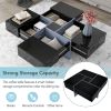ON-TREND Unique Design Coffee Table with 4 Hidden Storage Compartments, Square Cocktail Table with Extendable Sliding Tabletop 31.5"x 31.5"
