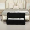 COOLMORE Upholstered Fabric Storage Ottoman with Safety Hinge, Entryway Padded Footstool, Ottoman Bench for Living Room & Bedroom (Black) - as Pic