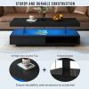 LED Coffee Table with Storage, Modern Center Table with 2 Drawers and Display Shelves, Accent Furniture with LED Lights for Living Room - Black