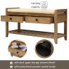 Shoe Rack with Cushioned Seat and Drawers,Multipurpose Entryway Storage Bench - Old Pine - Solid Wood