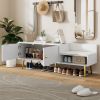 Modern Shoe Storage Bench with Hidden Storage and Upholstered Cushions for Bedside,Living Room and Entryway - White - MDF+Metal