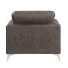 Brownish Gray Polished Microfiber Upholstery Elegant Modern Style Chair 1pc Solid Wood Living Room Furniture Metal Legs - as Pic