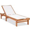 Outdoor Wood Chaise Lounge Chair with 5-Postion Adjustable Back - Teak and White