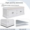 Storage Bench with 4 Doors and Adjustable Shelves,Shoe Bench with Removable Cushion for Living Room,Entryway - White - Solid Wood